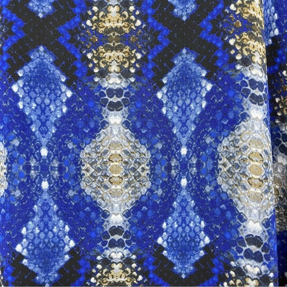 Calvin Klein Blue Snake Print V Neck Long Sleeve Blouse - Picture 4 of 12